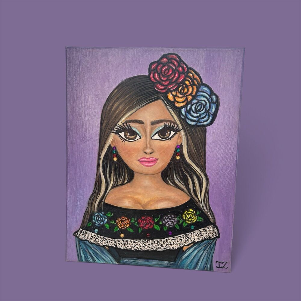 Bella Original 11x14 Acrylic Painting | Mexican-American Woman | Latina Art
